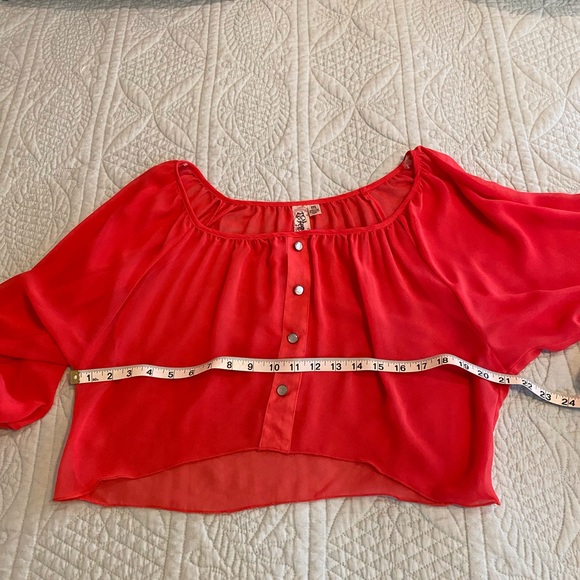 Super cute orangish/red crop top blouse. - Picture 2 of 3